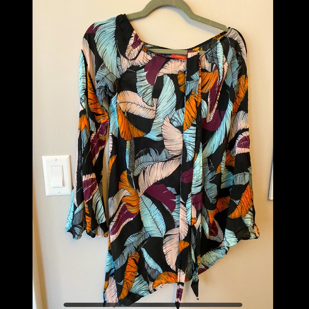 Maaji one shoulder printed belted swim coverup dress